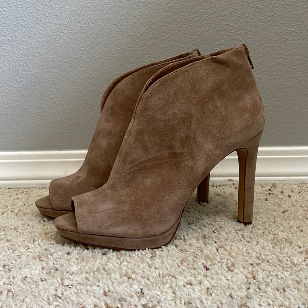 Nine West Tarian Suede Peep Toe Booties
